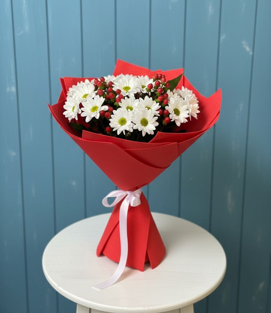 Букет цветов из: Хризантемы в Ожерелье