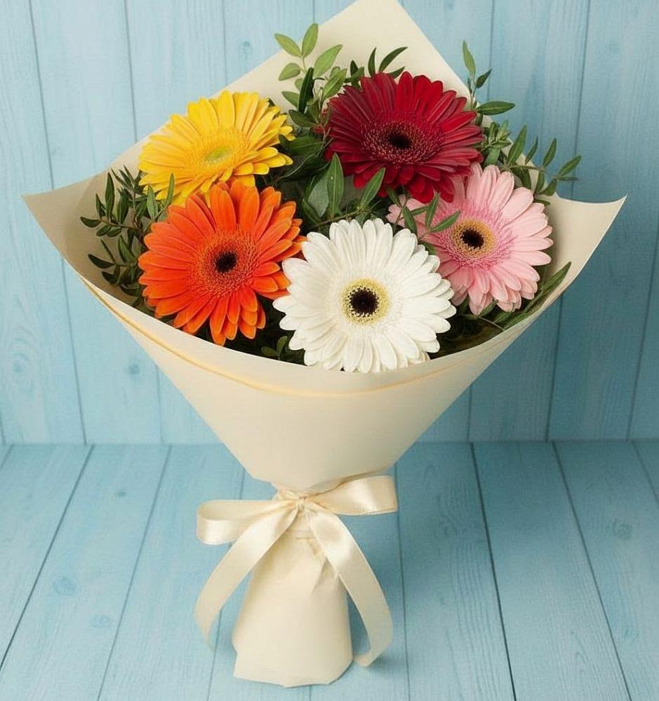 Букет цветов из: Герберы в Ожерелье