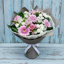 Букет цветов из:  Герберы, Альстромерии и Хризантемы #REPLACE_PRED# Ожерелье