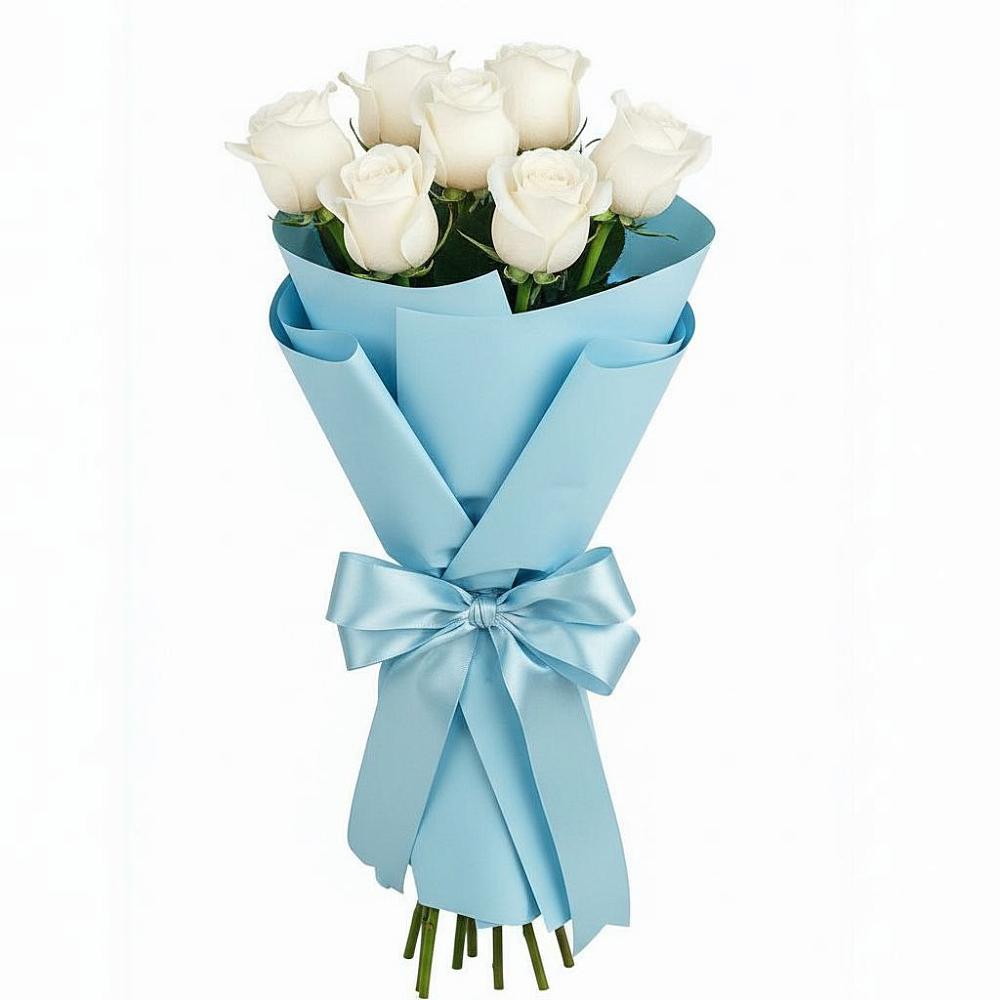 Букет 7 белых роз Проуд в Ожерелье