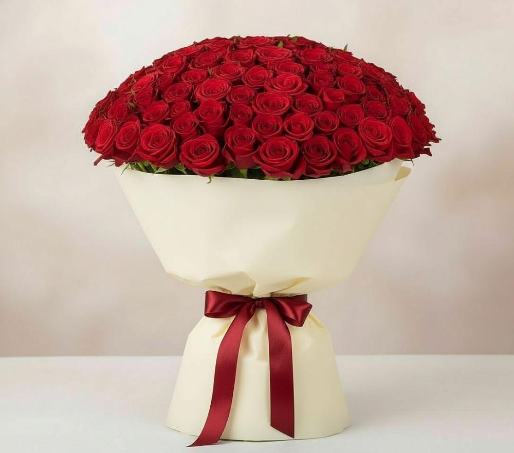 Букет 101 Красная роза Милано в Ожерелье