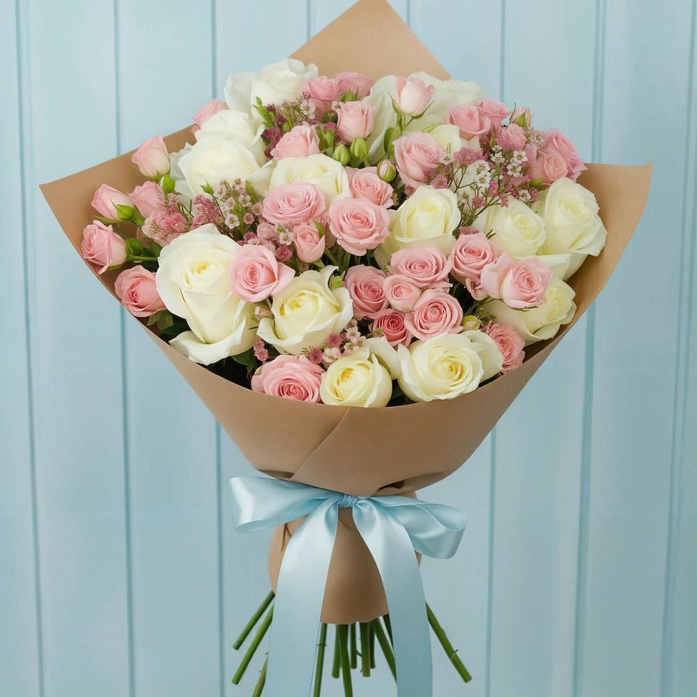 Букет цветов из: Розы в Ожерелье