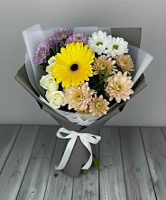 Букет цветов из:  Розы, Герберы и Хризантемы в Ожерелье