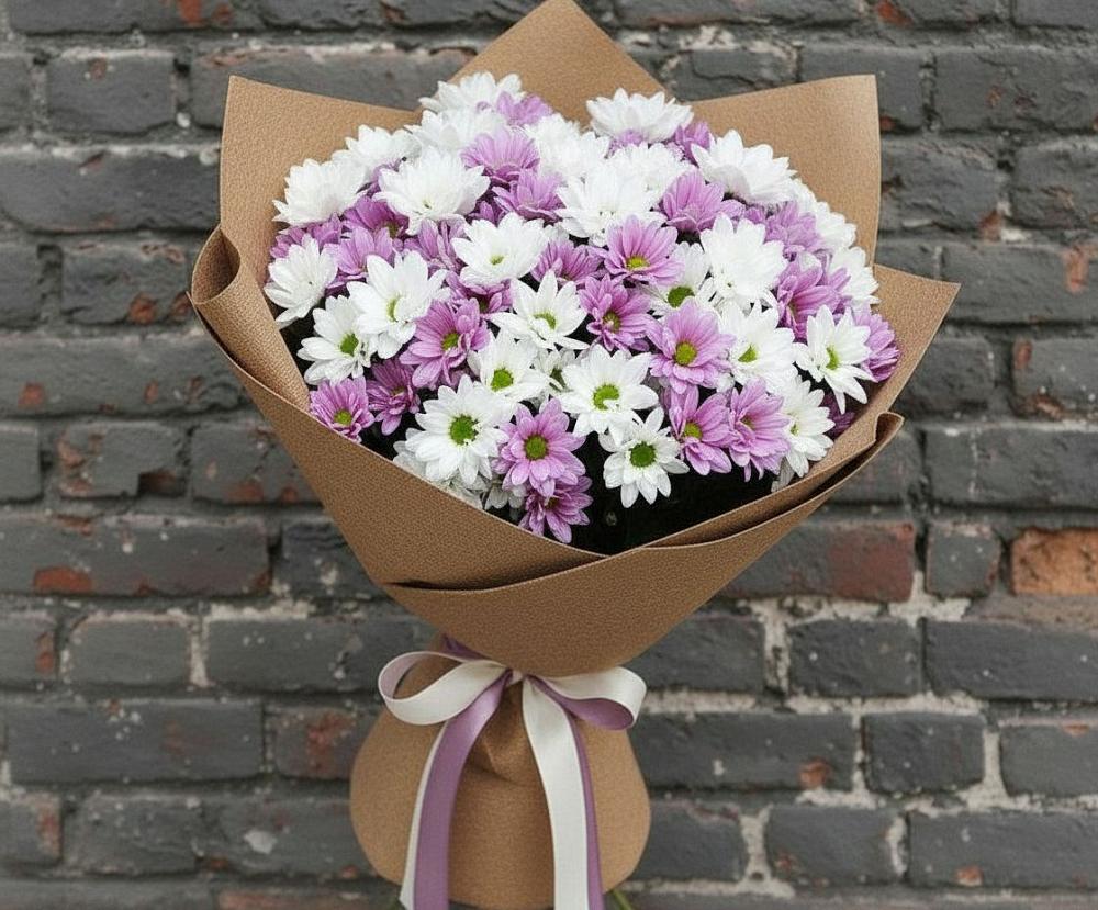 Букет цветов из: Хризантемы в Ожерелье