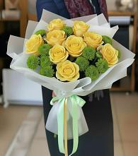 Букет цветов из:  Хризантемы и Розы #REPLACE_PRED# Ожерелье