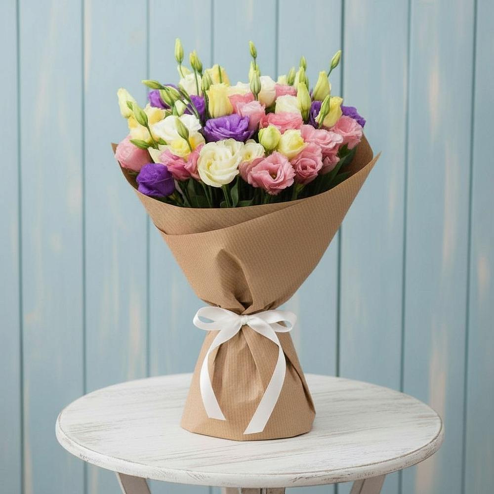 Букет цветов из: Лизиантусы в Ожерелье