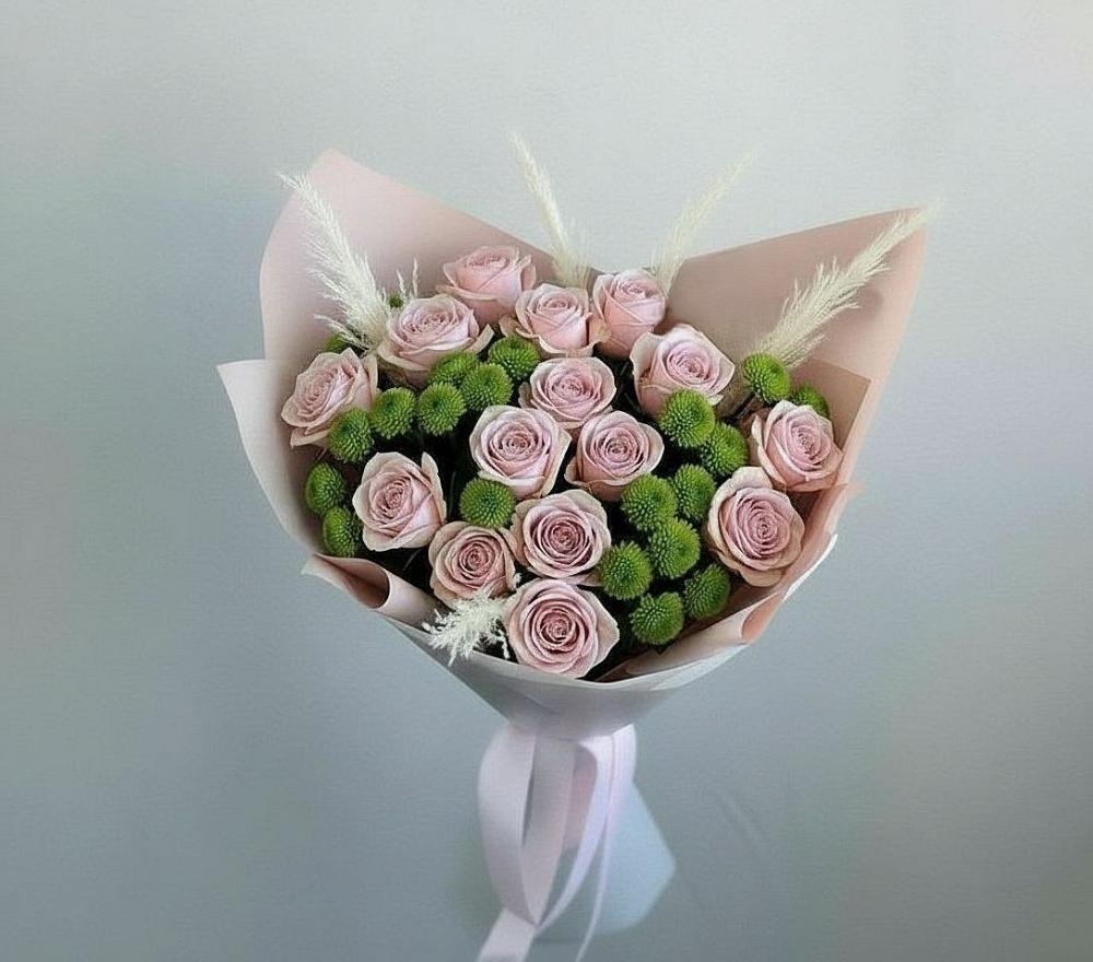 Букет цветов из: Розы и Хризантемы в Ожерелье