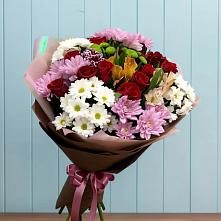 Букет цветов из:  Розы, Хризантемы и Альстромерии в Ожерелье