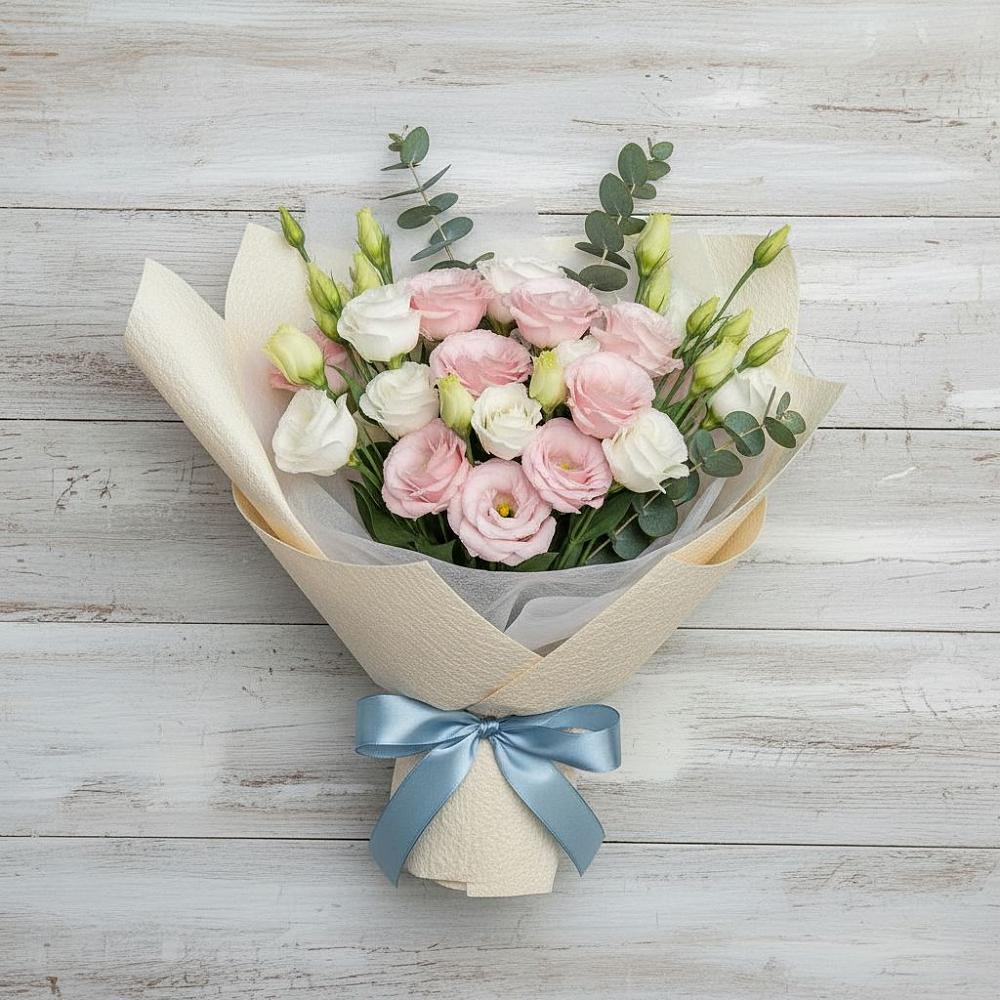 Букет цветов из: Лизиантусы в Ожерелье